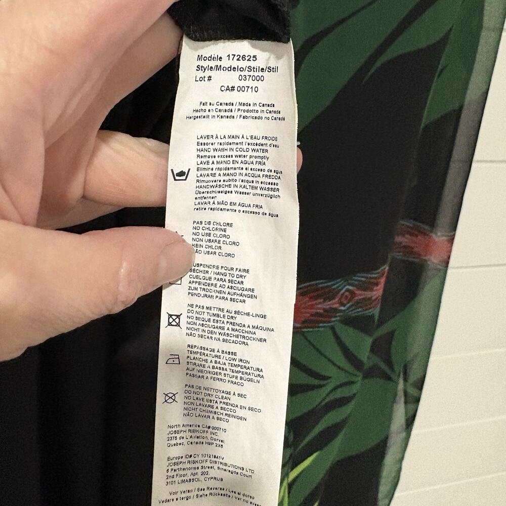 Joseph Ribkoff | Dress Sleeveless Tropical Knee Length Black Fern- Size 4 - Picture 7 of 8